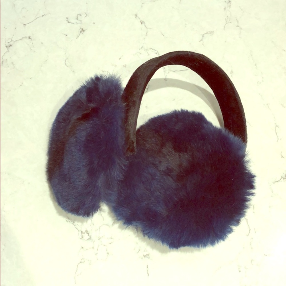 Blue Rabbit Fur Earmuffs